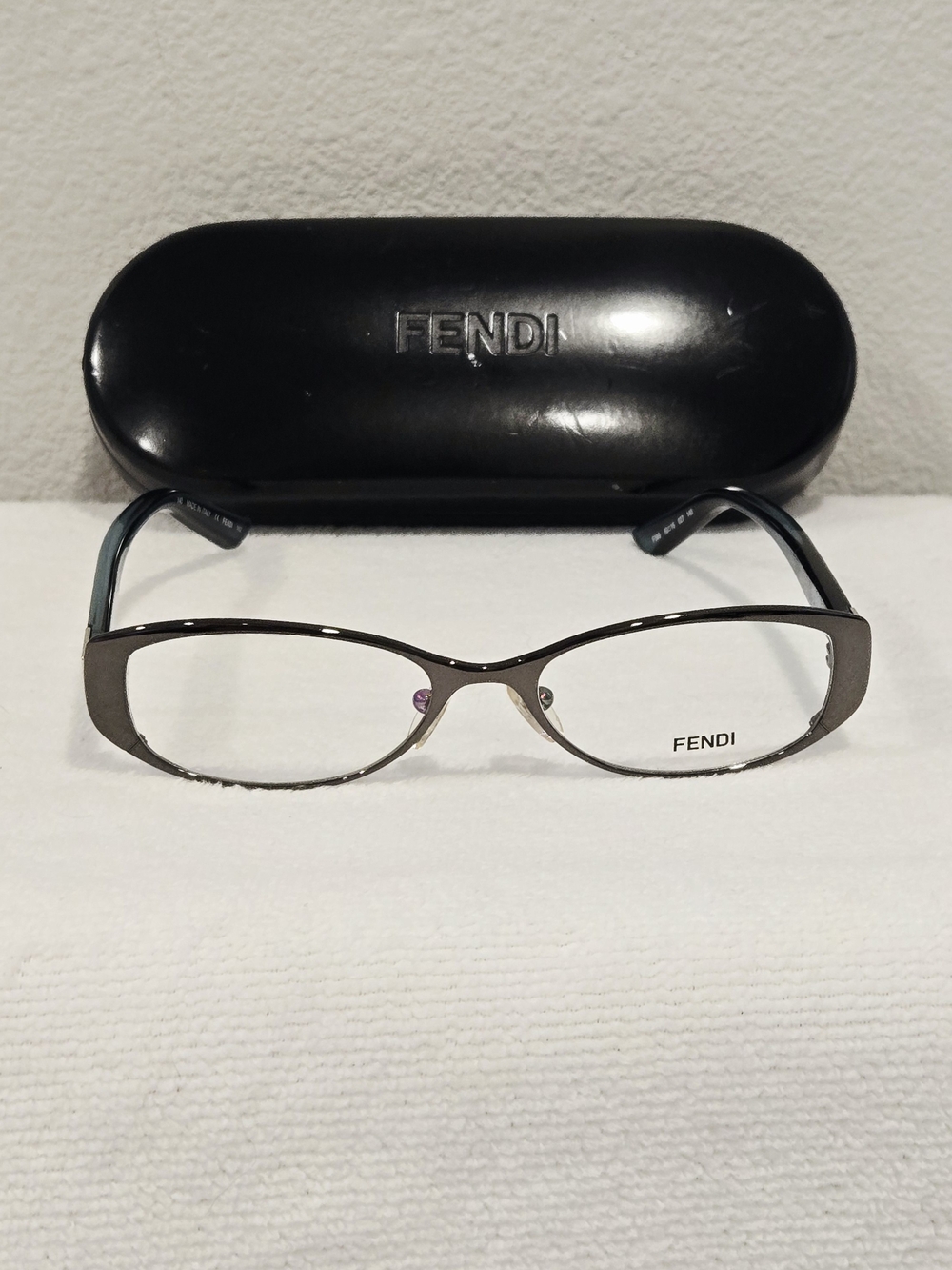 Fendi Gunmetal Oval Prescription Eyeglasses With Case